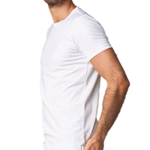 เสื้อยืดผู้ชาย OEM 2021 รุ่นใหม่ทันสมัย แบบเรียบ สีขาว คอกลม ผ้าฝ้าย 100% - Product Image 5