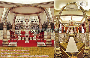 Mandap Tradicional de Fibra para Bodas con Corona, Mandap Cuadrado, Fabricación de Mandaps Elegantes con Pilares de FRP para Decoración de Bodas en Australia - Product Image 4