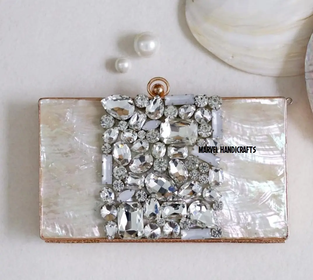 Mother of Pearl Evening Bag Lady Clutch metal 2020 Hot Sale Wedding Light Handbag Handmade Fashionable Style Gulf UAE Qatar