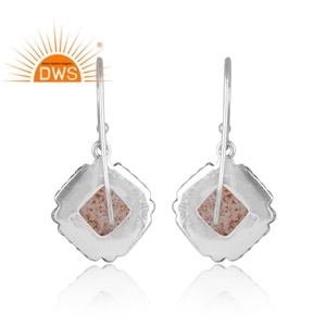 Boucles d'oreilles pendantes en argent sterling 925 avec pierre précieuse naturelle doublet de pierre de soleil, fabricant de bijoux - Product Image 5