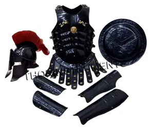 Греческий Corinthian Черный Шлем Броня мышечная куртка рука Ноги Гвардии Спартан щит