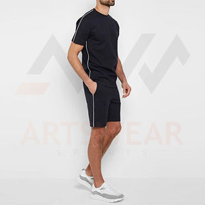 T-shirt à manches courtes et Short pour hommes, ensemble deux pièces décontracté 100% coton, vêtements de plage, survêtement de sport, 2022 - Product Image 5
