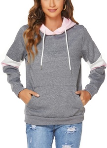 Sudaderas con capucha informales para exteriores para mujer, Jersey de rayas de lana de manga larga, chaqueta con logotipo frontal, Tops de invierno con bolsillos - Product Image 3