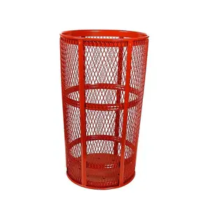 붉은 색 철 금속 메쉬 폐기물 바구니 표준 디자인 쓰레기통 쓰레기통 사무실 폐지 및 쓰레기