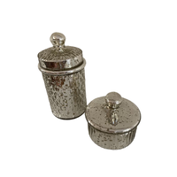 Ensemble de 3 boîtes de rangement décoratives modernes en métal et verre, faites à la main, de qualité supérieure, avec couvercle à motif feuille et gaufrage style dossier, pour cadeaux et friandises