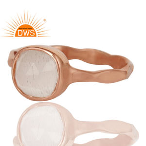 White Moonstone Sterling <b>Silver</b> Rose Gold <b>Plated</b> Stackable Handmade Ring Jewelry For Women Gift For Her - Product Image 2