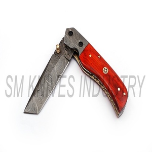 มีดดามัสกัสที่กำหนดเองที่ทำด้วยมือที่สวยงามซับล็อคมีดพับบิดรูปแบบ (Smk1259) - Product Image 4