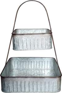 Handmade 2-Tier Galvanized Metal Cake <b>Stand</b> with Unique Design Perfect for Serving <b>Cupcakes</b> Elegant Desserts Events Gatherings - Product Image 2