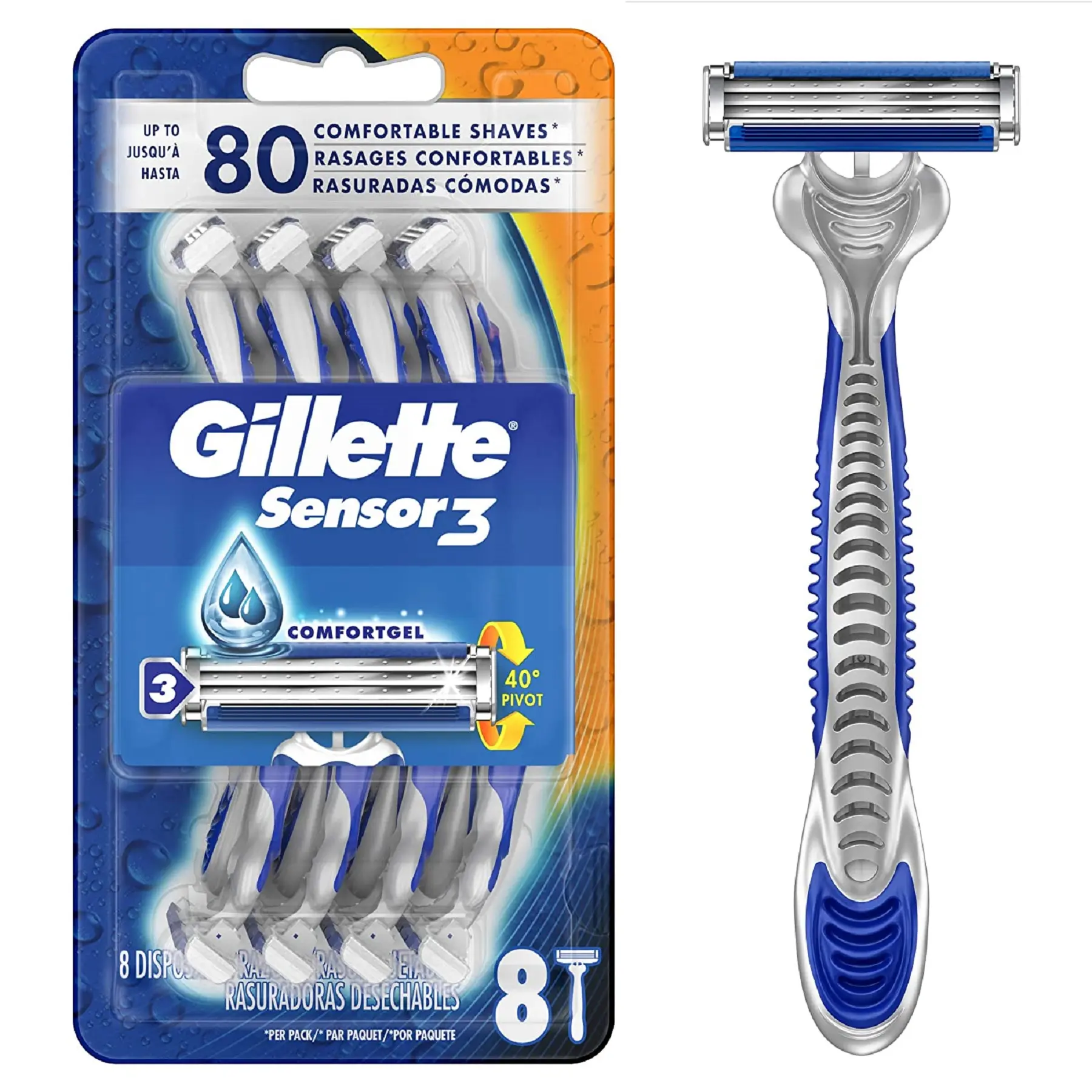 Gillette — lames de rasoir jetables, Mach3/Gillette, rasage, 100 pièces