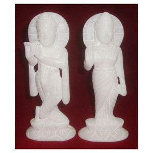 Estatua de pie de mármol blanco puro, Radha Krishna para adoración - Product Image 1