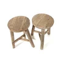 Tabouret rond en bois naturel, finition rustique, tabouret de présentation de plantes, tabouret en bois brut antique pour la décoration du salon