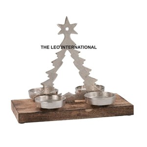 Aluminio Metal Árbol de Navidad Forma Shinny Polaco Navidad Té Luz Titular Estilo de lujo Venta caliente de la más alta calidad - Product Image 3