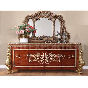 Latest Wooden Carved Console Table & Mirror Traditional Luxury Gold Wooden Console Mirror Luxury Royal Handmade Console Table - Product Image 1