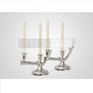 High Quality Silver Pillar Metal Candle <b>Stand</b> with <b>Tea</b> Light Candle Holder Wood Farmhouse Candle Holder Decoration Home Decor - Product Image 1