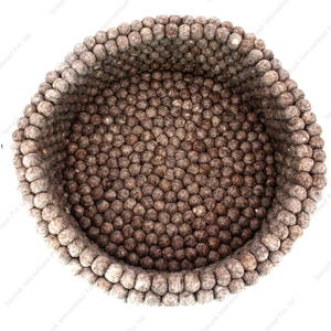 Samyak 100% Merino Wool Striped Eco-Friendly Cat <b>House</b> Pet <b>Bed</b> with Felt Balls for Comfortable Resting - Product Image 3