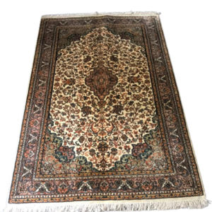 พรมและพรมปูพื้นทรงสี่เหลี่ยมหลากสี,พรมแคชเมียร์ผ้าไหมแบบดั้งเดิม - Product Image 1