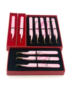 Nouveau design de pointe en or avec revêtement en poudre rose, meilleure pince à épiler en acier inoxydable à 90 degrés, avec logo personnalisé, instruments de beauté - Product Image 4