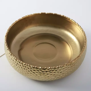 Bol de service de cuisine Restaurant, grand bol de service pour cuisine hôtel Restaurant décor de vaisselle couleur or et blanc, bols à salade en métal de Design moderne - Product Image 3