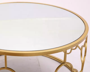 Mesa de centro decorativa de Metal con diseño de hojas, espejo superior - Product Image 4