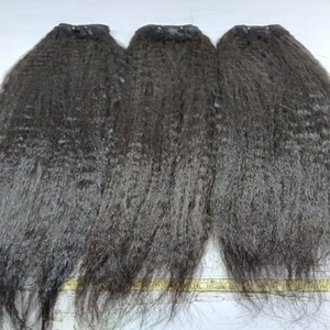 Extensiones de cabello indio virgen Paquetes de trama recta rizada con cierre a juego Frontal Color natural Rizado rizado Recto - Product Image 5