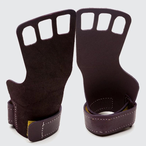 Guantes de gimnasio para levantamiento de pesas, de cuero, para Fitness, 3 agujeros, agarre de mano para gimnasia, soporte de muñeca - Product Image 3