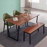 Ensemble de table et de chaises de salle à manger modernes en métal et en bois avec hauteur réglable pour salle à manger et cuisine