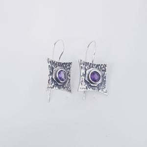 Pendientes de gota de Plata de Ley 925 y oro con piedras preciosas de amatista natural para regalos de uso diario al por mayor con MOQ bajo - Product Image 2