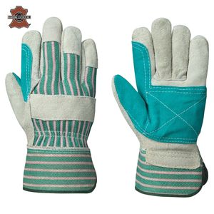 Gants en cuir de vache de gréeur canadien de haute qualité avec manchette caoutchoutée en420 doublure en coton gants de travail anti-impact - Product Image 4