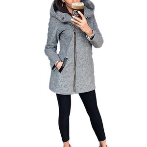 Sweat-shirt à capuche imprimé pour femme, 100% coton, avec fermeture éclair intégrale en velours, coupe ajustée, coupe-vent, OEM - Product Image 1