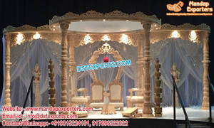 Decoración Tradicional Tamil para Bodas, Mandap Dorado para Bodas del Sur de la India, Mandapam Dorado con Pilares Jali, Mandap para Bodas en EE. UU. - Product Image 6