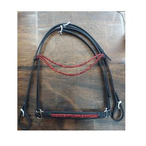 Brida para Caballo Rub International de Calidad Premium, Cómoda, de Cuero Negro con Detalles Rojos, Decoración Personalizada, Aspecto Impresionante - Product Image 1
