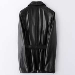 Nueva llegada de moda Chaquetas de cuero tejidas finas con cremallera reversible para mujer de invierno - Product Image 5