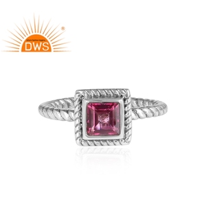 Bague en topaze rose, oxydée, en argent 925, fabriquée à la main, collection délicate, fabricant de bijoux - Product Image 2