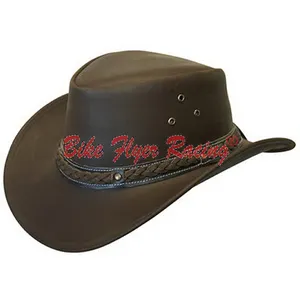 Mexicano material de algodão camuflado, chapéu baixo do chapéu aussie bush estilo cowboy clássico ocidental marrom/preto