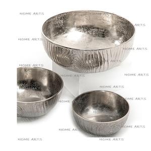 Juego de tres cuencos para servir dulces de forma redonda en cuenco para servir alimentos de color plateado de aluminio a precio competitivo - Product Image 3