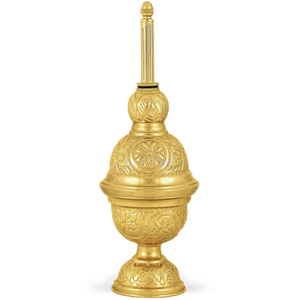 Pichet de Communion en laiton argenté de style antique fournitures d'église religieuse entièrement gravées Logo personnalisé modèle Souvenir en métal poli - Product Image 4