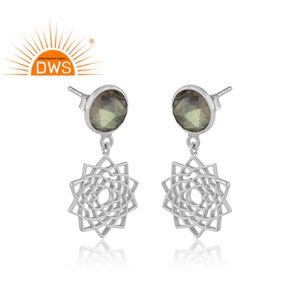 Boucles d'oreilles en argent Sterling 925, couronne Chakra, vente en gros, bijoux en pierres précieuses, styliste indien, couleur unie - Product Image 2
