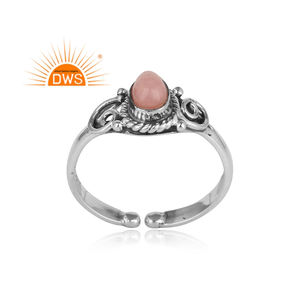 การออกแบบโบราณแหวนเงินสเตอร์ลิงออกซิไดซ์เครื่องประดับผู้ค้าส่งน่ารักสีชมพูโอปอลพลอยแหวนผู้ผลิตเครื่องประดับ - Product Image 2