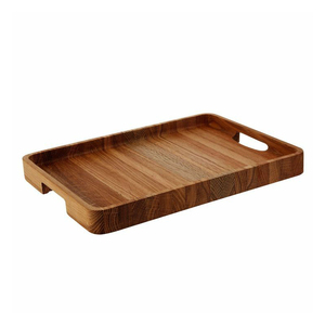 Bandeja de madera de Acacia hecha a mano de gran tamaño con acabado Natural, bandeja de madera para servir bebidas y comida, para Hotel y casa - Product Image 3