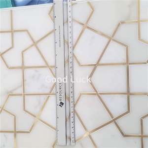 Nuovo Design di <span class=keywords><strong>Mosaico</strong></span> in Marmo con Intarsio in Ottone a Getto d'Acqua di Xiamen Goodluck - Product Image 5