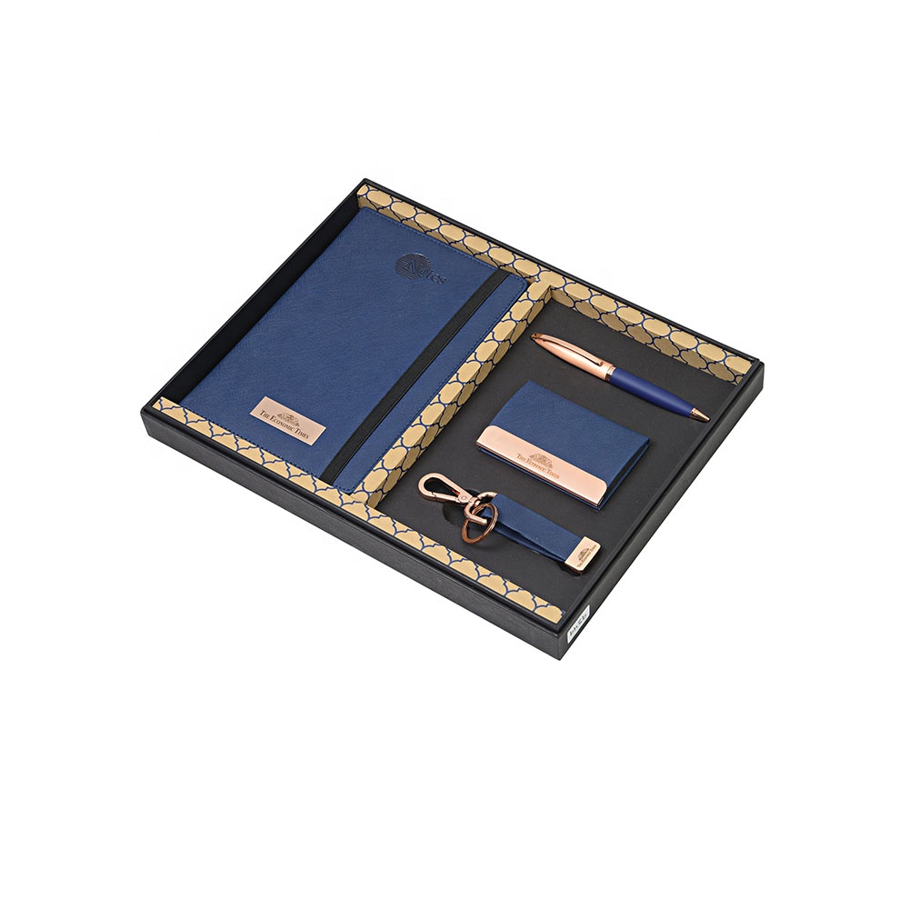 Custom Branded Corporate Gift Set: Eco-Friendly Leather Notebook, Wallet & Keychain by OLIVIA INTERNATIONAL