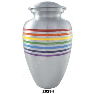 Urnes funéraires de crémation en aluminium avec bandes multicolores - Product Image 1