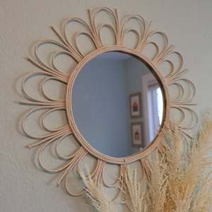 Peacock Feather Style Cotton Cord Hanmade Macrame Mirror for Decrate Your Living Room and <b>Bed</b> Room - Product Image 1