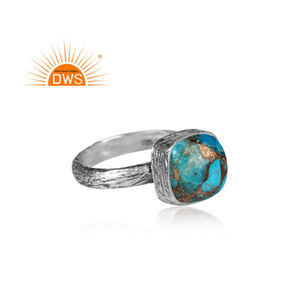 Bague de fiançailles boho en argent massif 925, cuivre, Turquoise, bijouterie - Product Image 3