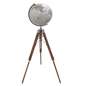Globo terráqueo blanco para decoración de escritorio, Base de trípode de madera giratoria para mapa del mundo, ideal para bodas y escuela - Product Image 4