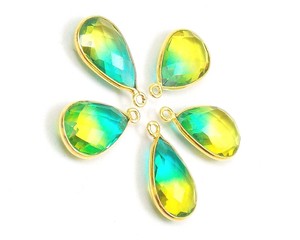 925 conector de bisel cuarzo Natural Multi piedra preciosa hecha a mano forma de pera bisel de fianza único chapado en oro joyería de Metal CZ hallazgos - Product Image 3