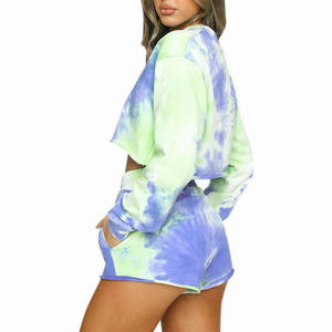 Full Sleeve Workout <b>Crop</b> <b>Tops</b> with Sweat Comfortable Shorts Multi Color Summer <b>Sets</b> - Product Image 5