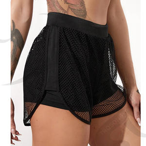 Thể Thao Trang Phục Các Nhà Sản Xuất Bán Buôn Tùy Chỉnh Cộng Với Kích Thước Phụ Nữ Nylon Spandex Cotton Màu Đen Trắng Cô Gái Cao Eo Biker Quần Short - Product Image 4