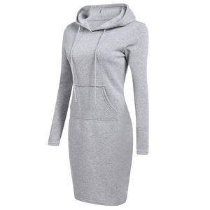 Pull à capuche pour femme, robe longue, de qualité supérieure, logo imprimé oem, vêtement de rue, automne, hiver - Product Image 5