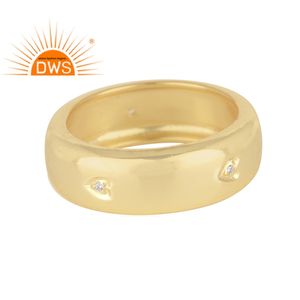 Shiny 14k <b>Gold</b> Plated Brass Eternity Band Ring Cute White Zircon <b>Set</b> Ring Fashion Jewelry Manufacturer - Product Image 1